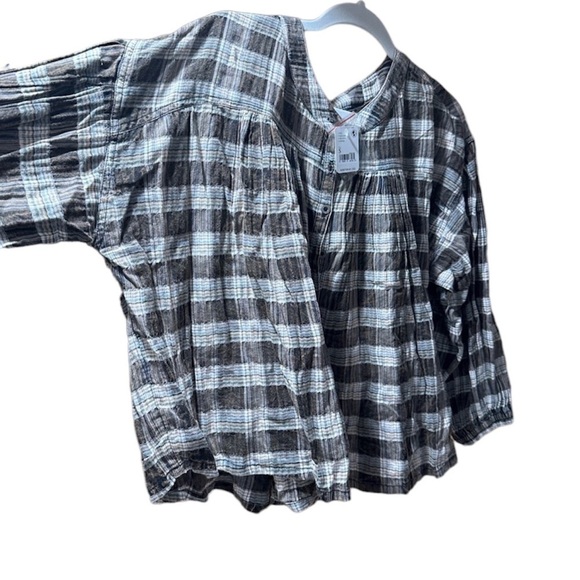 NWT Free People bubble shape plaid print top - Picture 8 of 8